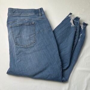 Torrid Bombshell Skinny Jeans High Rise Chewed Ankle Blue Size 22S Stretch